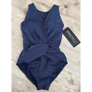 Miraclesuit Swim Illusionists Palma Shaping Midnight Blue Size 8 One Piece Swim